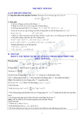 Bài tập Đại số và Giải tích Lớp 11 Nhị thức Newton - Vũ Tuấn Anh